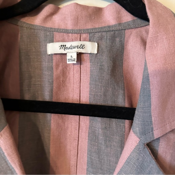 Madewell 100% Linen Resort Shirt Striped size L - Picture 6 of 8